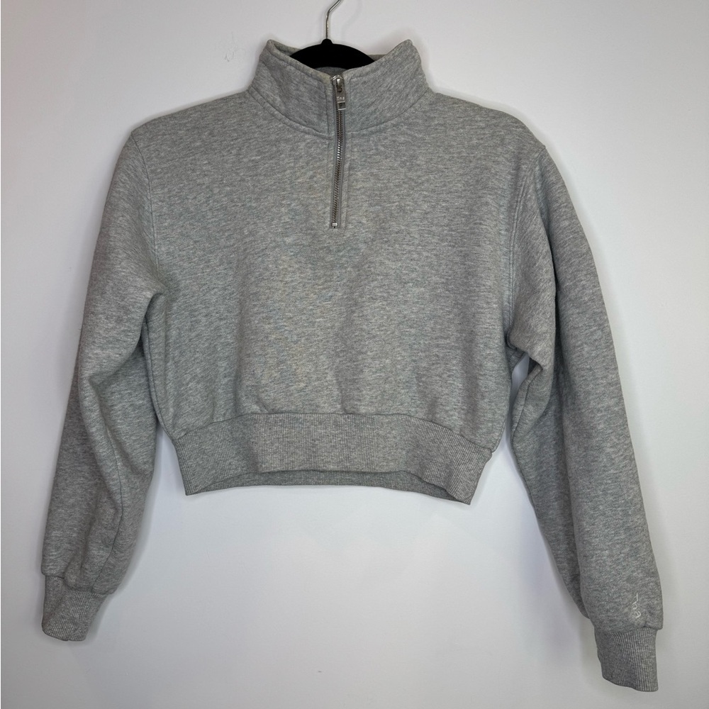 Aritzia Gray cozy fleece Quarter-Zip mock neck sweatshirt size 2XS